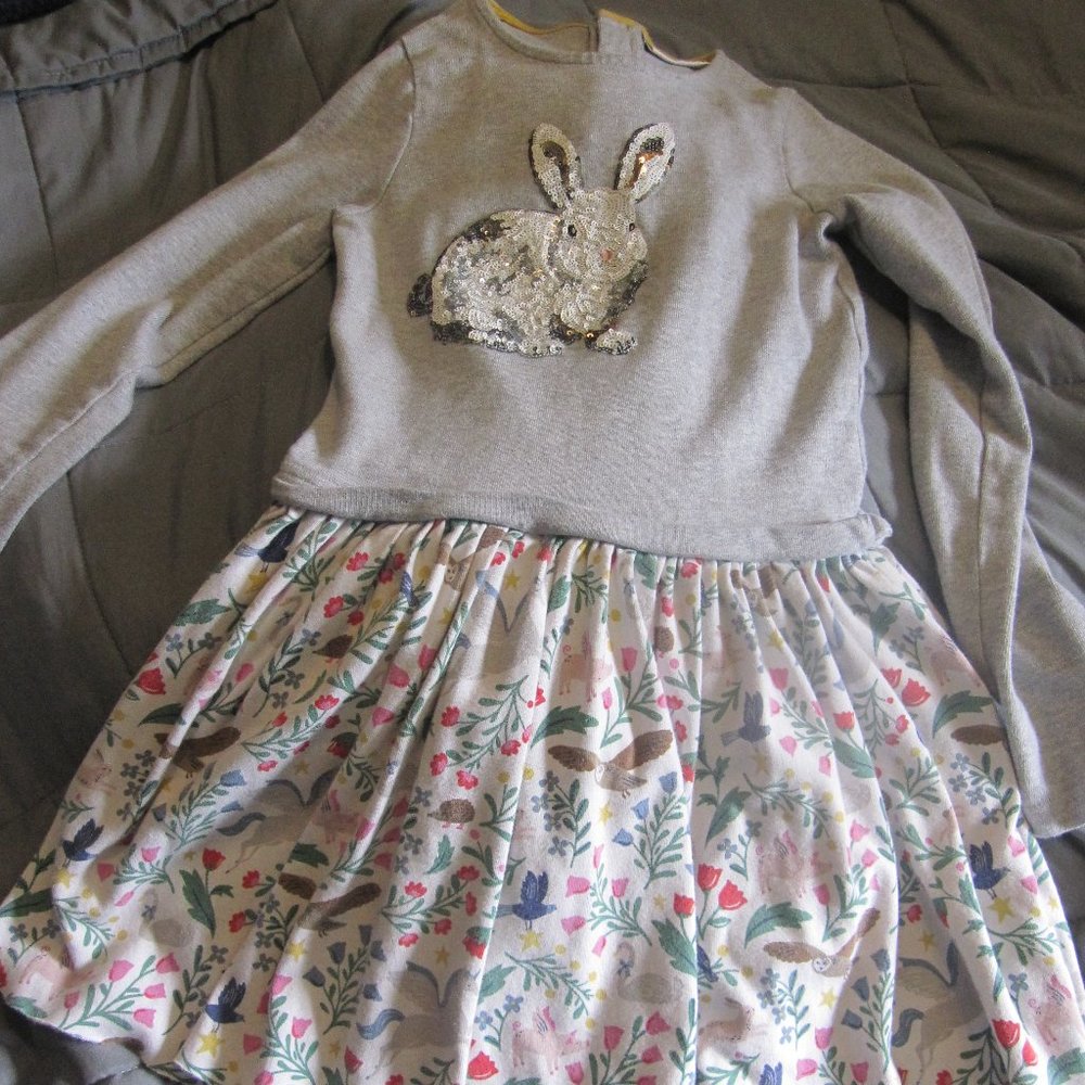 Mini Boden Peculiar Pets Bunny Dress Size 9-10Y.